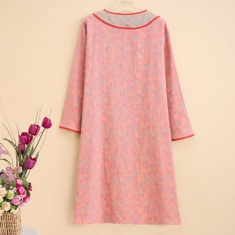 Camicia da notte in garza di cotone rosa Ownkoti Plus Size - image 1