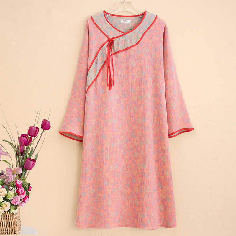 Camicia da notte in garza di cotone rosa Ownkoti Plus Size - 5XL - image 0