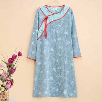 Ownkoti Elegante Camicia da Notte in Garza di Cotone Floreale Taglie Forti - 5XL - image 0