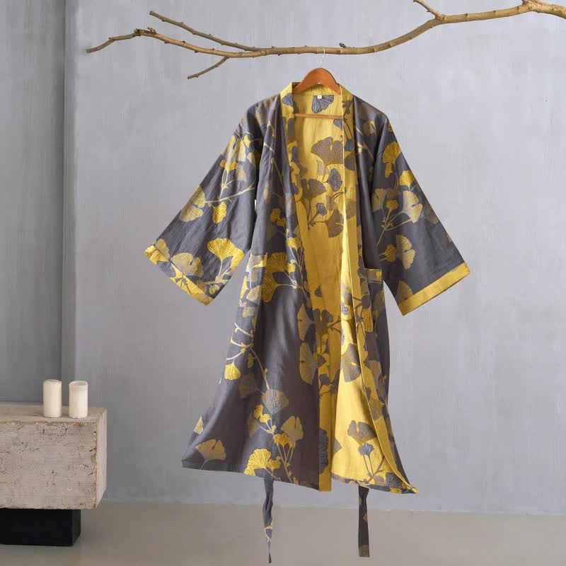 Kimono in garza di cotone e ginkgo - image 25