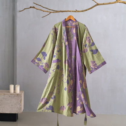 Kimono in garza di cotone e ginkgo - image 16