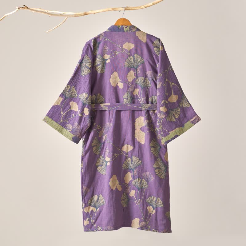 Kimono in garza di cotone e ginkgo - image 4