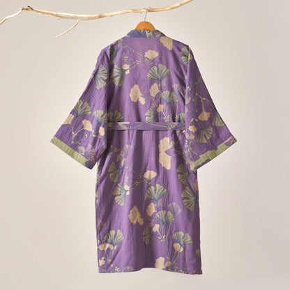 Kimono in garza di cotone e ginkgo - image 4