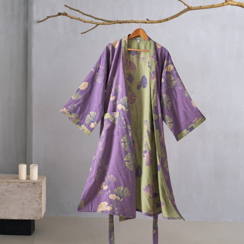 Kimono in garza di cotone e ginkgo - image 2
