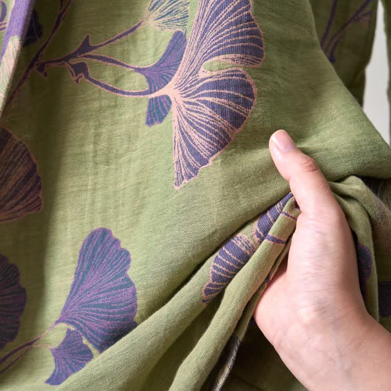 Kimono in garza di cotone e ginkgo - image 24