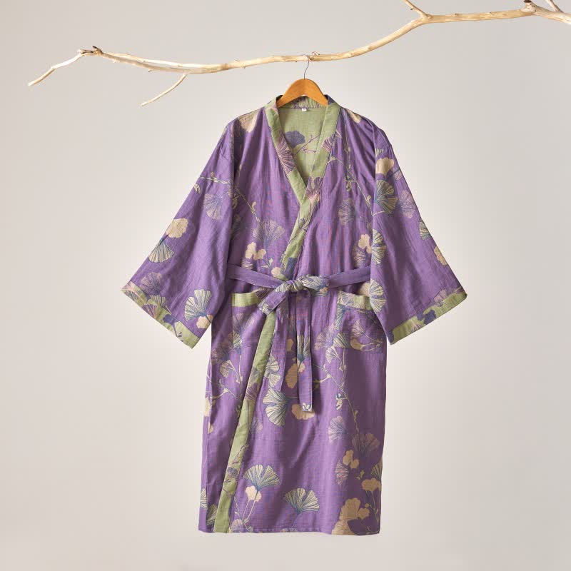Kimono in garza di cotone e ginkgo - image 3