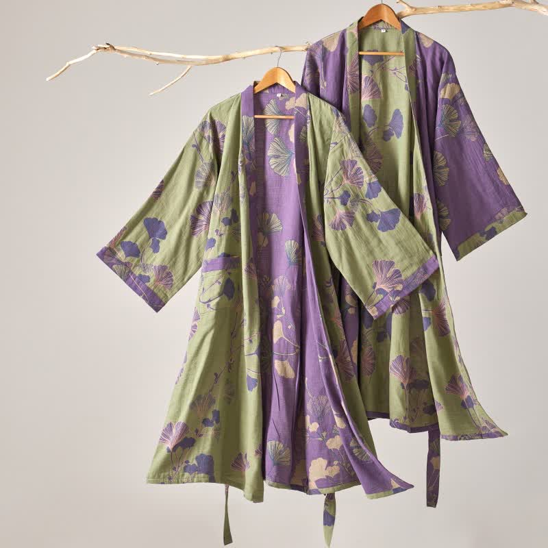 Kimono in garza di cotone e ginkgo - image 1