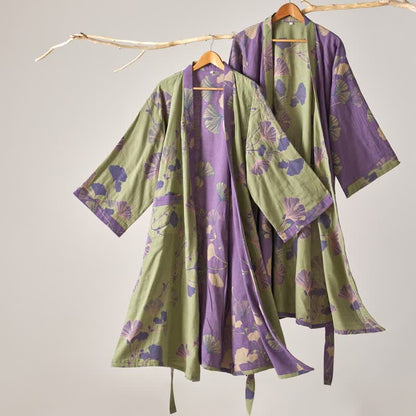Kimono in garza di cotone e ginkgo - image 1