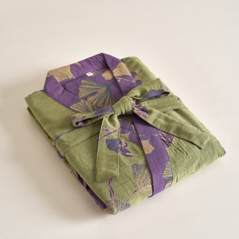 Kimono in garza di cotone e ginkgo - image 20
