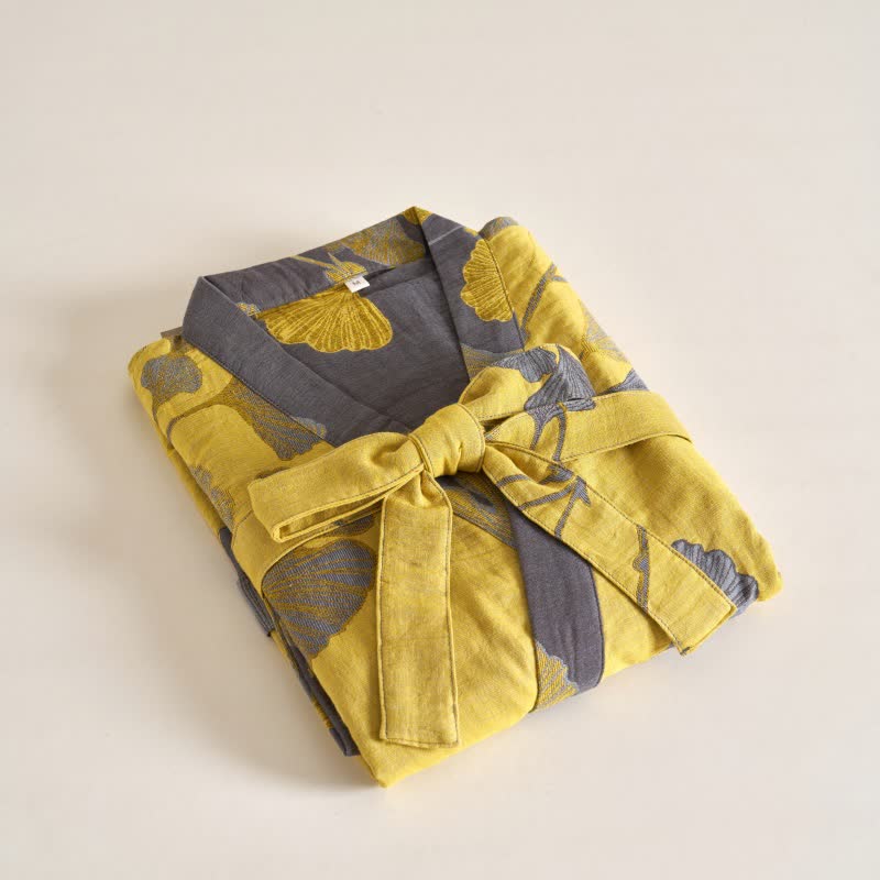 Kimono in garza di cotone e ginkgo - image 10