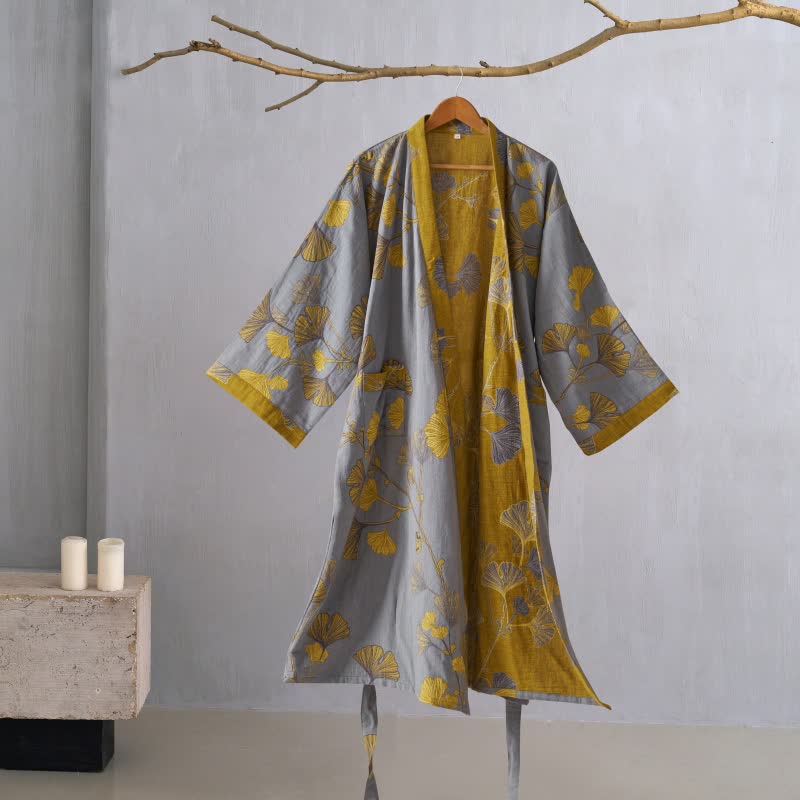 Kimono in garza di cotone e ginkgo - image 31