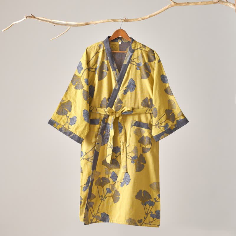 Kimono in garza di cotone e ginkgo - image 11