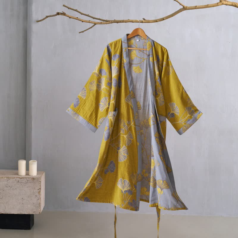 Kimono in garza di cotone e ginkgo - image 39
