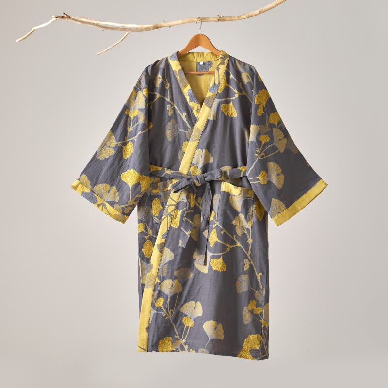 Kimono in garza di cotone e ginkgo - image 27