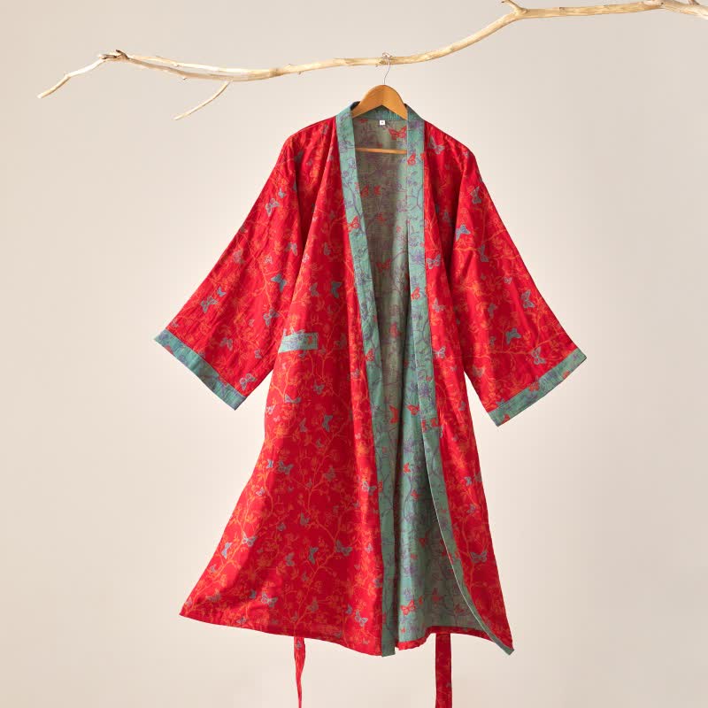 Kimono vintage a farfalla in garza di cotone Ownkoti - Rosso - XL - image 0