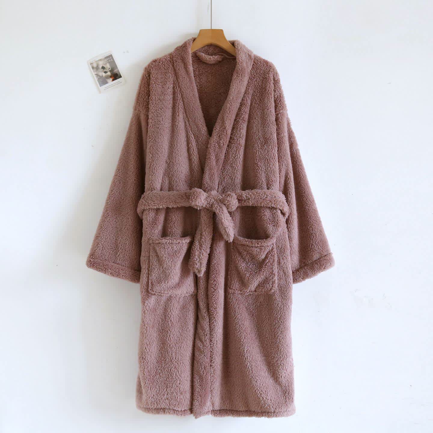 Ownkoti - Accappatoio in peluche coordinato per coppia - Marrone rosato - Donne: XL - image 14