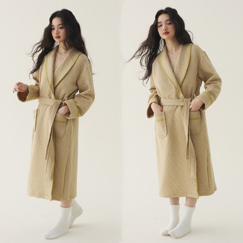 Vestaglia trapuntata semplice tinta unita Ownkoti - Cachi - 2XL - image 10