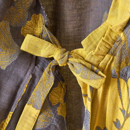 Camicia da notte in cotone ispirata all'Hanfu con foglie di Ginkgo - image 15