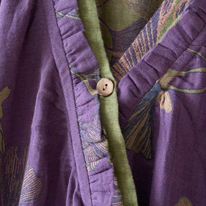 Camicia da notte in cotone ispirata all'Hanfu con foglie di Ginkgo - image 21