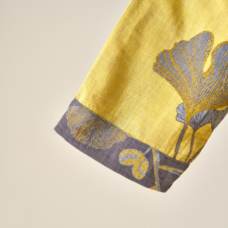 Camicia da notte in cotone ispirata all'Hanfu con foglie di Ginkgo - image 6