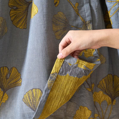 Camicia da notte in cotone ispirata all'Hanfu con foglie di Ginkgo - image 17