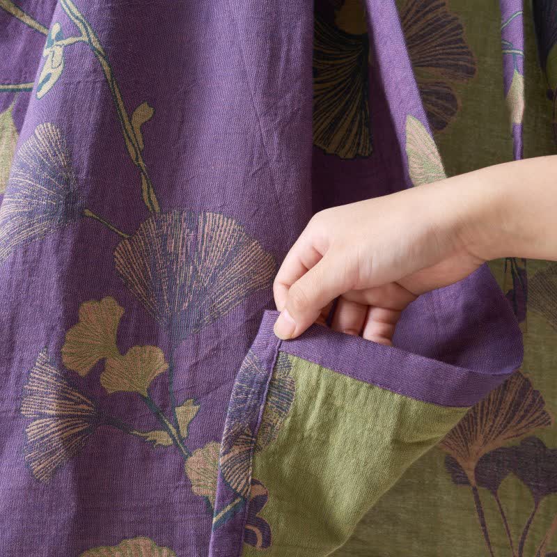 Camicia da notte in cotone ispirata all'Hanfu con foglie di Ginkgo - image 22