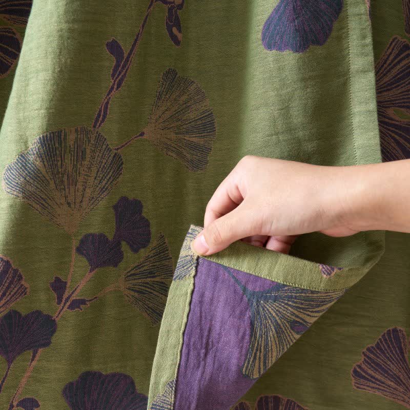 Camicia da notte in cotone ispirata all'Hanfu con foglie di Ginkgo - image 10