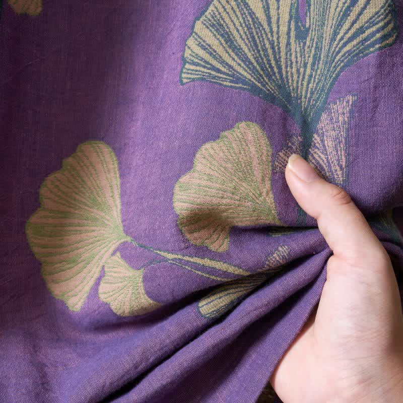Camicia da notte in cotone ispirata all'Hanfu con foglie di Ginkgo - image 23