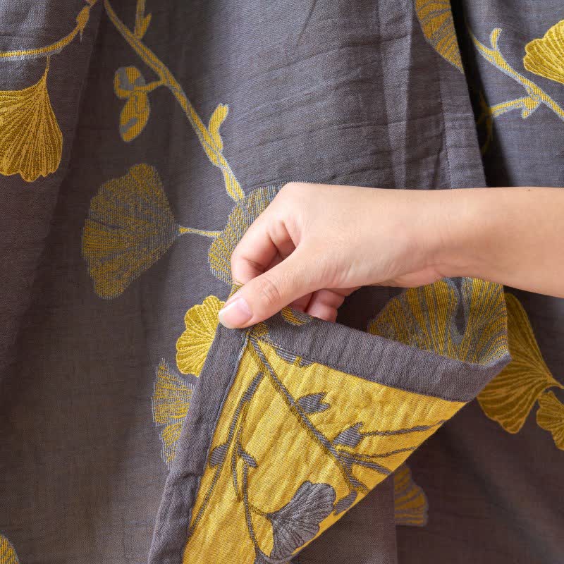 Camicia da notte in cotone ispirata all'Hanfu con foglie di Ginkgo - image 13
