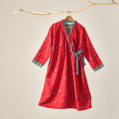 Camicia da notte in cotone ispirata all'Hanfu con farfalle vintage di Ownkoti - XL - image 0