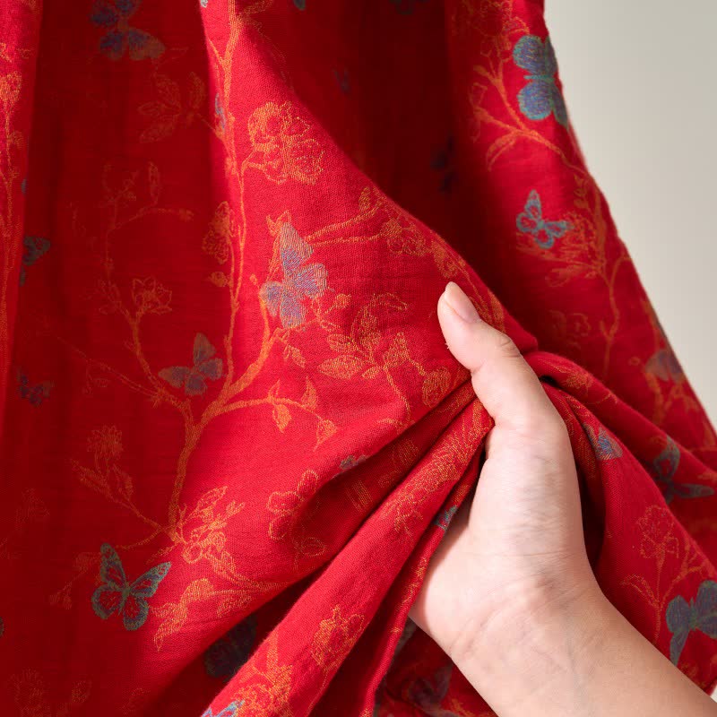 Camicia da notte in cotone ispirata all'Hanfu con farfalle vintage di Ownkoti - image 3