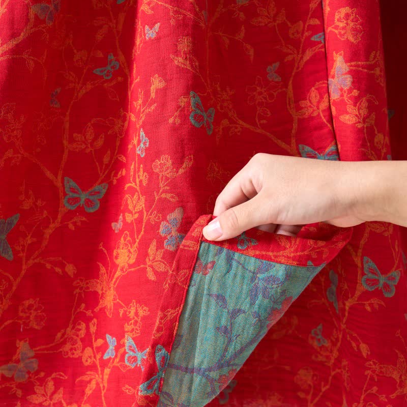 Camicia da notte in cotone ispirata all'Hanfu con farfalle vintage di Ownkoti - image 4