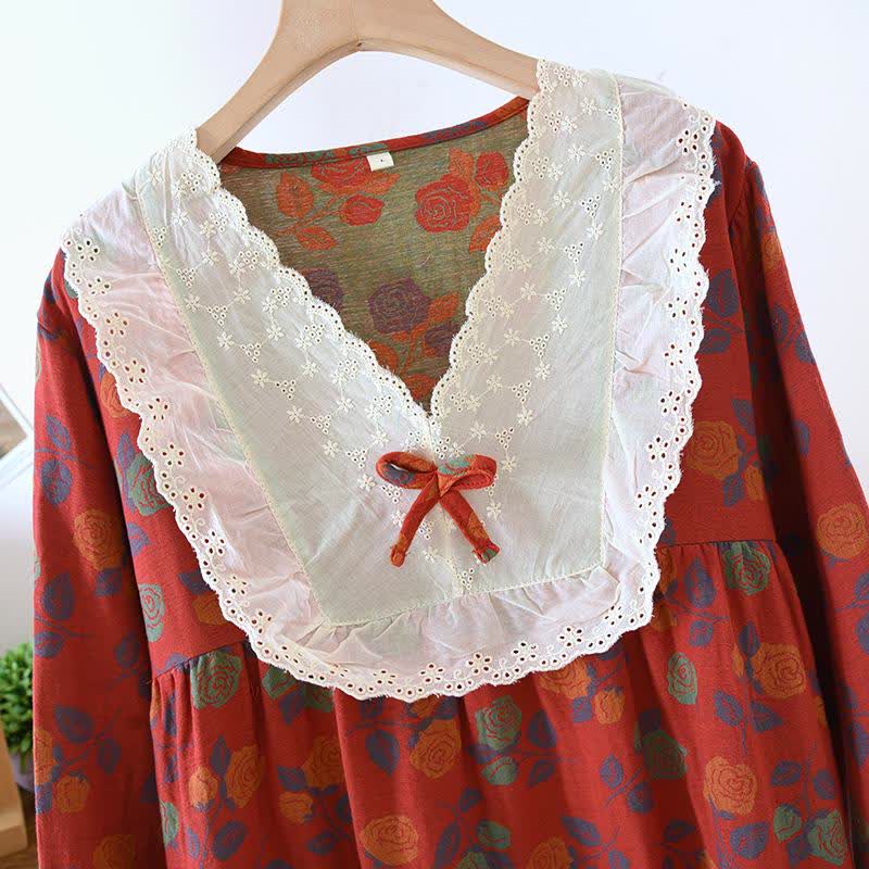 Camicia da notte a maniche lunghe in garza di cotone Ownkoti Rose - image 1