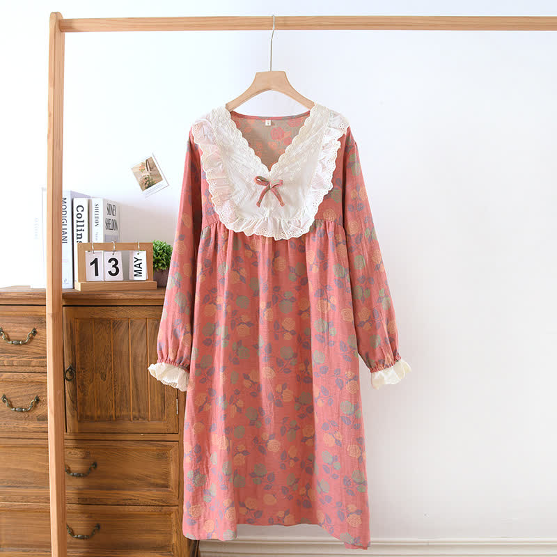 Camicia da notte a maniche lunghe in garza di cotone Ownkoti Rose - Rosa - XL - image 7