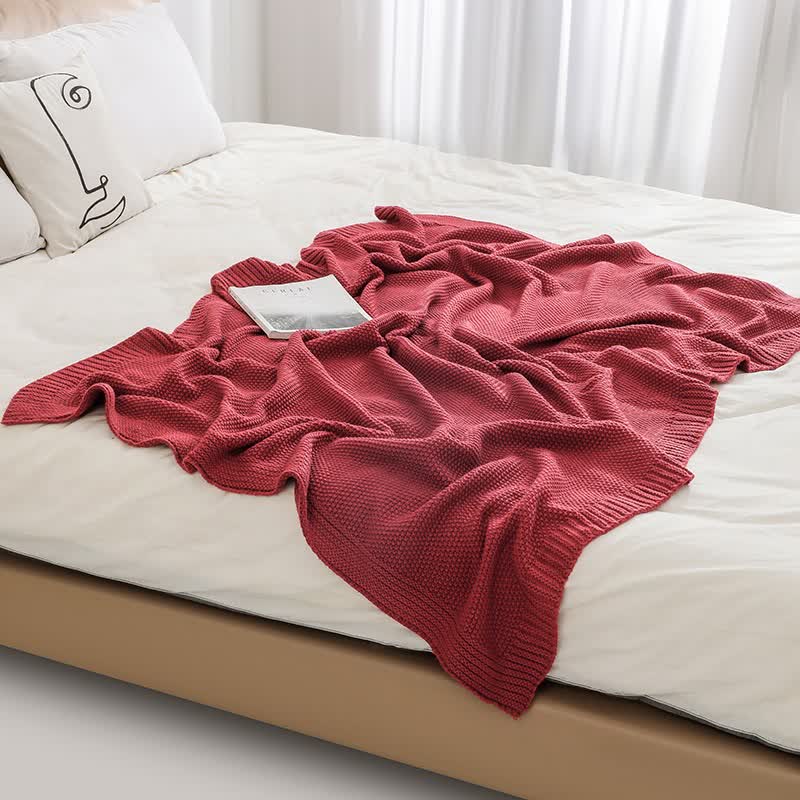 Coperta lavorata a maglia semplice in tinta unita Ownkoti - image 3