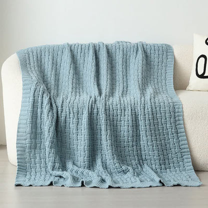 Coperta in maglia testurizzata con nodo solido Ownkoti - Azzurro cielo - 150cm x200cm - image 6