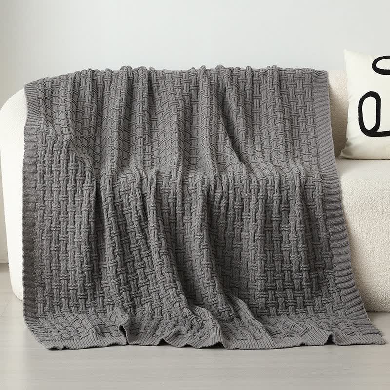 Coperta in maglia testurizzata con nodo solido Ownkoti - Grigio - 150cm x200cm - image 16