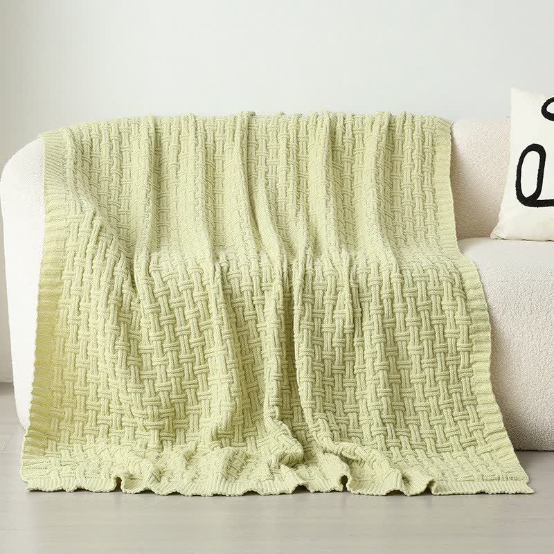 Coperta in maglia testurizzata con nodo solido Ownkoti - Verde chiaro - 150cm x200cm - image 7