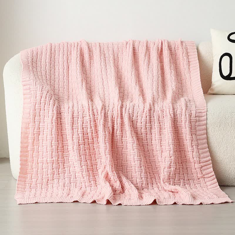 Coperta in maglia testurizzata con nodo solido Ownkoti - Rosa - 150cm x200cm - image 15