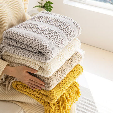 Coperta in maglia geometrica a trecce Ownkoti - image 0