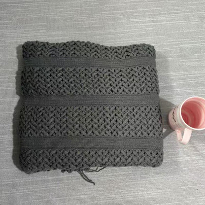 Coperta in maglia geometrica a trecce Ownkoti - Grigio scuro - 130cm x 230cm - image 10