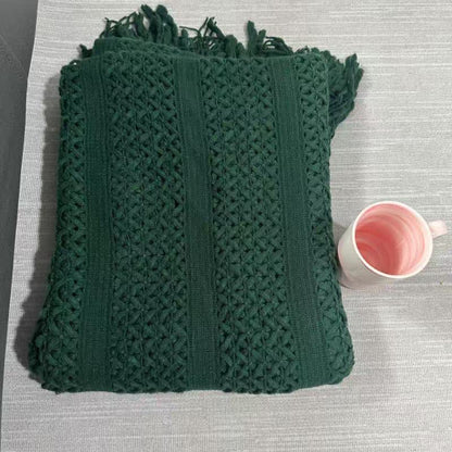 Coperta in maglia geometrica a trecce Ownkoti - Verde scuro - 130cm x 230cm - image 9