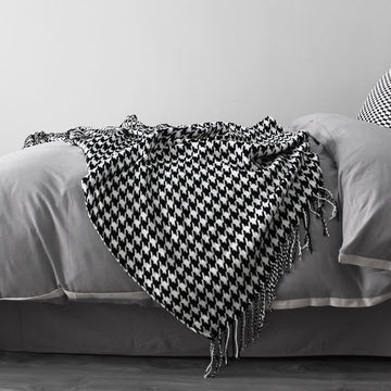 Coperta con nappa pied de poule classica Ownkoti - 130cm x 230cm - image 0