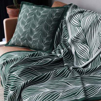 Coperta artistica lavorata a maglia con foglie Ownkoti - image 1