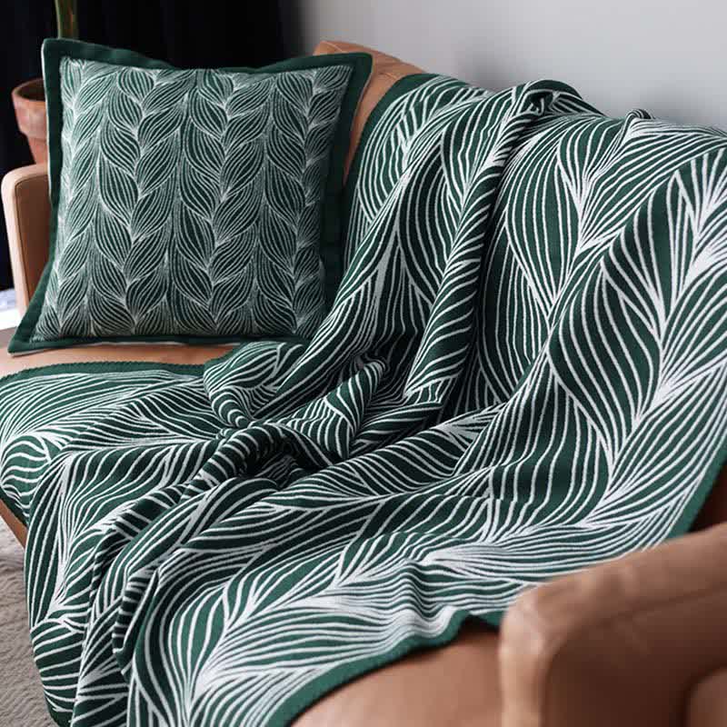 Coperta artistica lavorata a maglia con foglie Ownkoti - image 0
