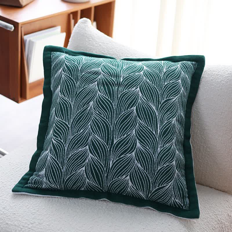 Coperta artistica lavorata a maglia con foglie Ownkoti - Verde - Cuscino - 55cm x 55cm - image 3