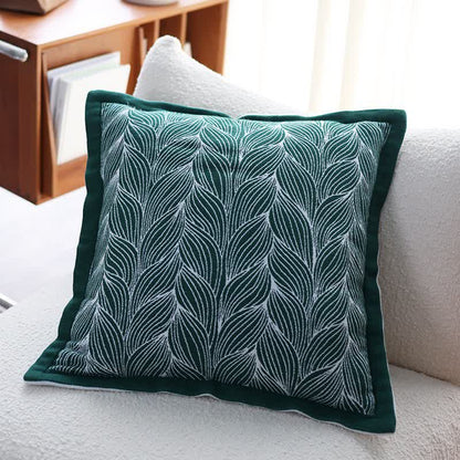 Coperta artistica lavorata a maglia con foglie Ownkoti - Verde - Cuscino - 55cm x 55cm - image 3