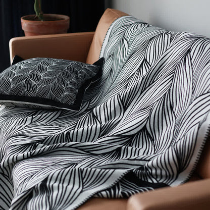 Coperta artistica lavorata a maglia con foglie Ownkoti - image 7