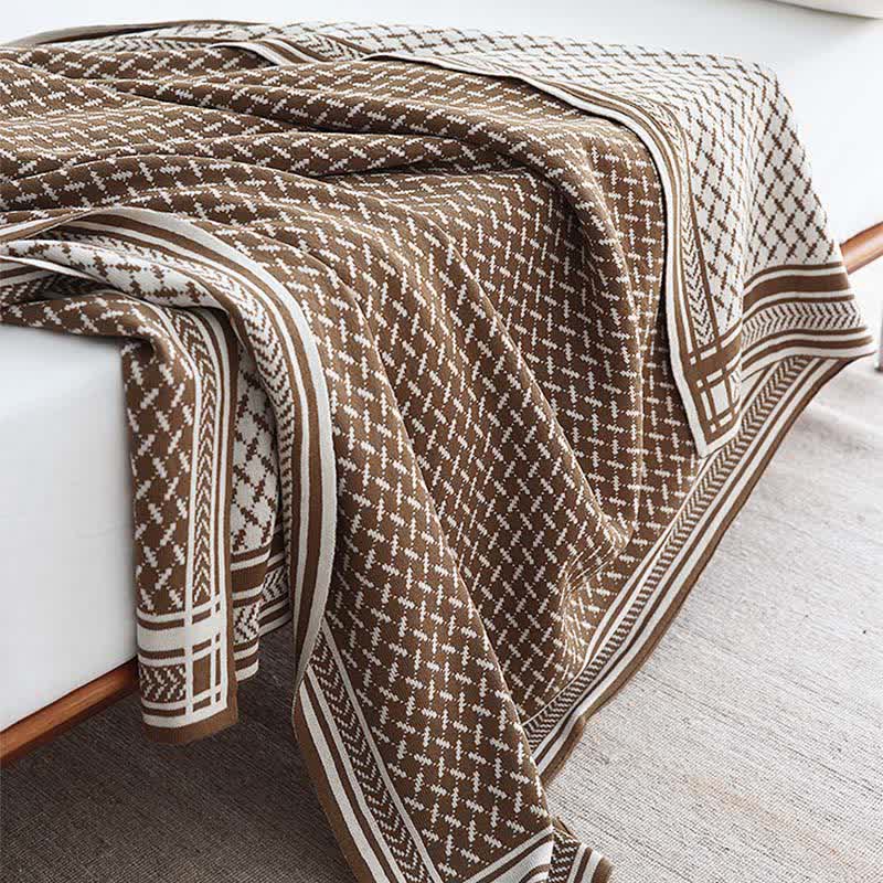 Coperta lavorata a maglia in stile nordico Ownkoti - Marrone scuro - Coperta - 130cm x 220cm - image 10