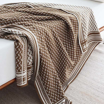 Coperta lavorata a maglia in stile nordico Ownkoti - Marrone scuro - Coperta - 130cm x 220cm - image 10